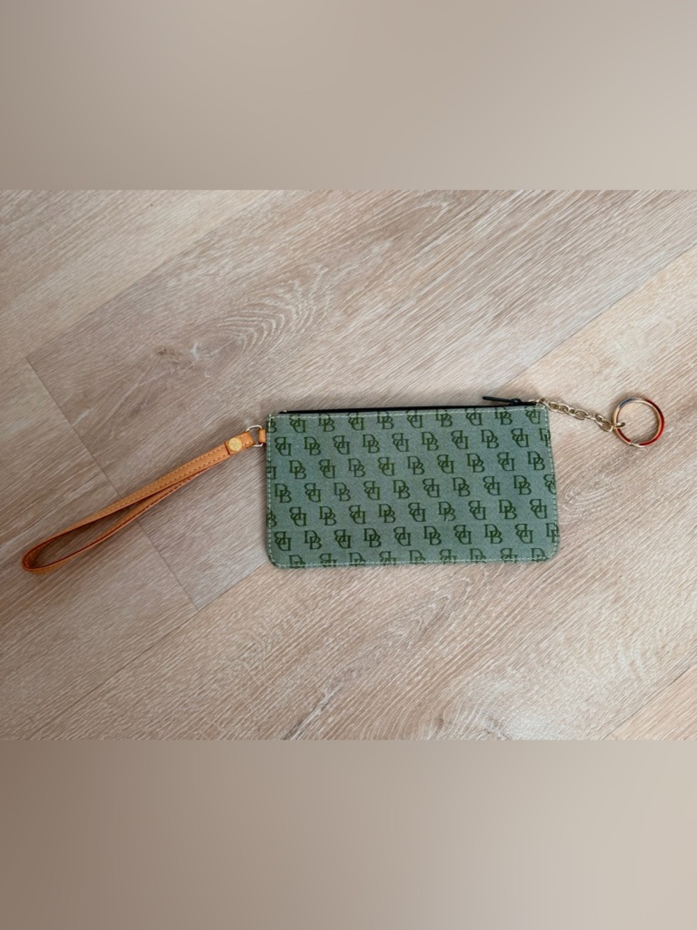 NWOT Vintage Y2K Dooney & Bourke DB Monogram Wristlet Canvas Leather Clutch